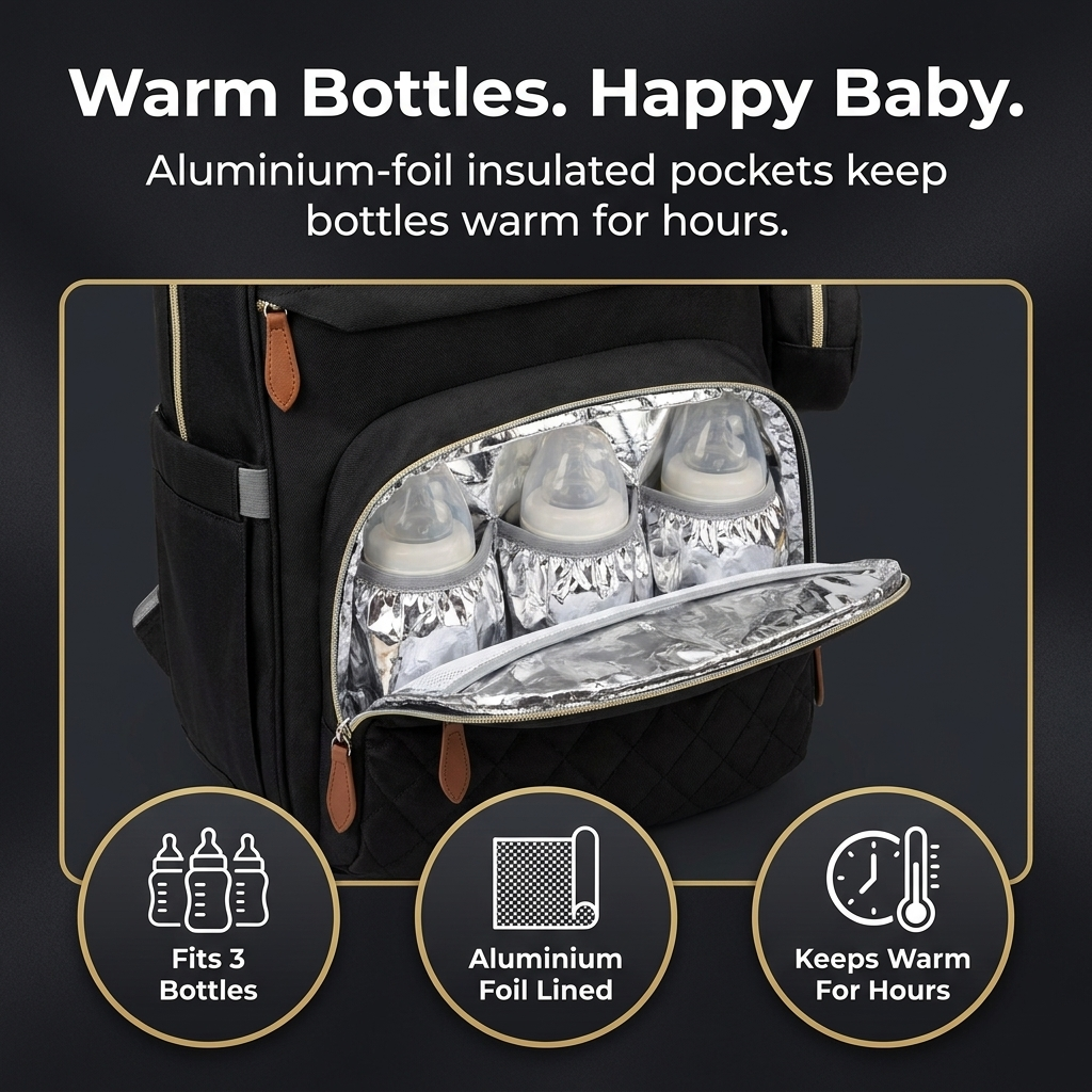 Warm Bottles Happy Baby - insulated aluminium foil lined pockets